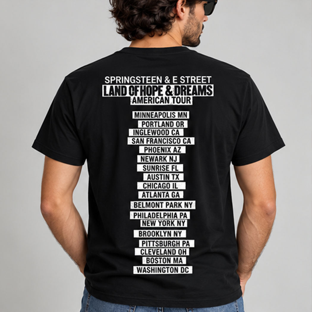 Bruce Springsteen And E Street Land Of Hope And Dreams American Tour 2026 No Kings Black T-Shirt