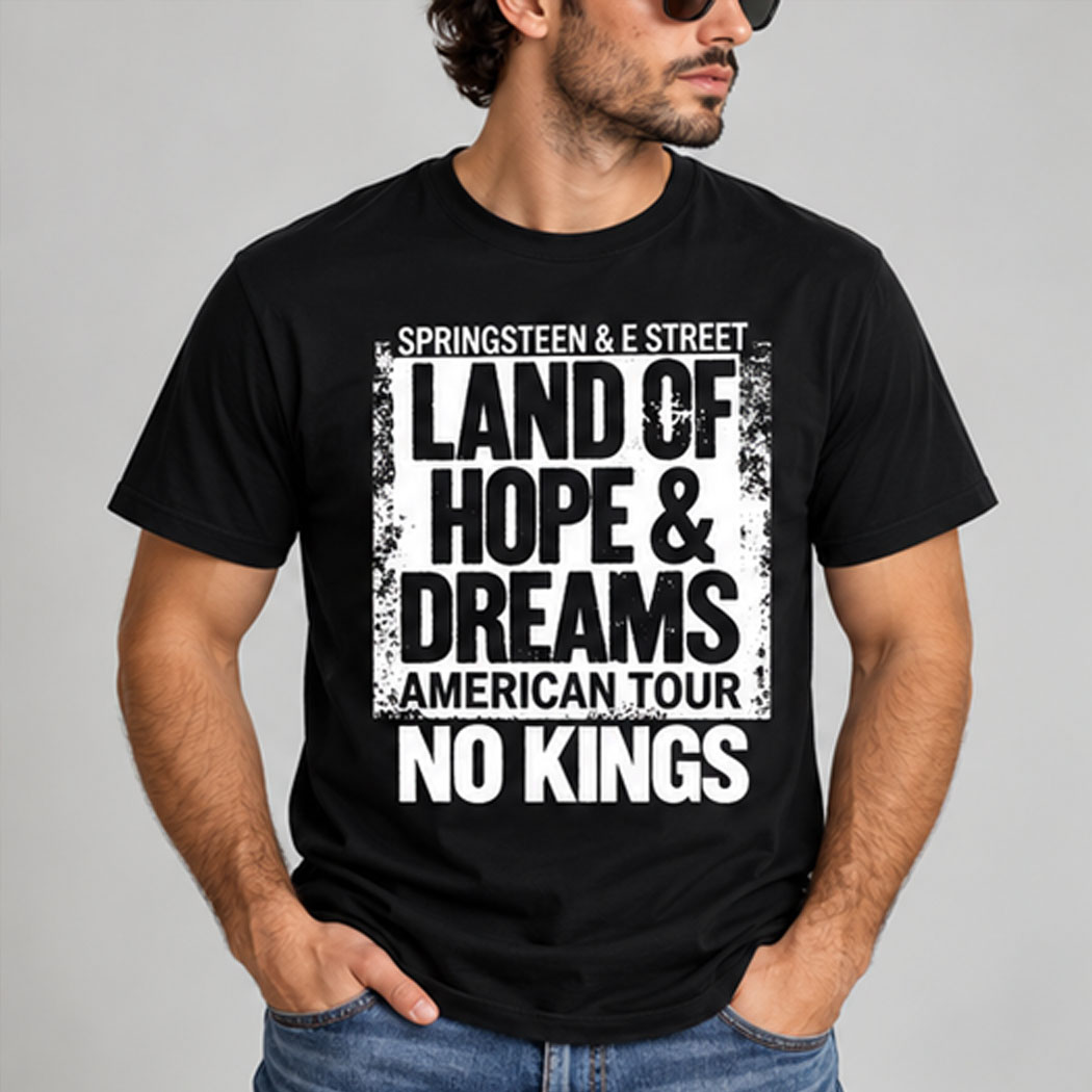 Bruce Springsteen And E Street Land Of Hope And Dreams American Tour 2026 No Kings Black T-Shirt