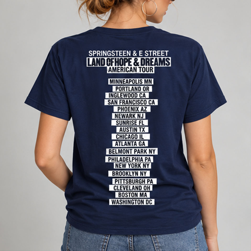 Bruce Springsteen And E Street Land Of Hope And Dreams American Tour 2026 No Kings Black T-Shirt